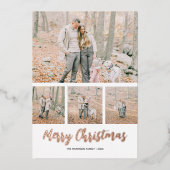 モダンシンプル4フォトクリスマスホリデー 箔シーズンカード (正面)