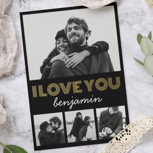 モダンシンプル4フォトバレンタインデー 箔シーズンカード