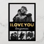 モダンシンプル4フォトバレンタインデー 箔シーズンカード (正面)