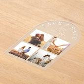 モダンシンプル4 Photo Arch日付を保存 アクリル招待状 (レイダウン)