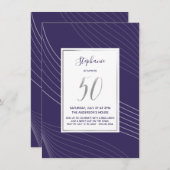 モダンシンプル50thエレガント Birthday Party 招待状 (正面/裏面)