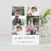 モダンシンプル6フォトコラージュタイポグラフィ結婚ズ セーブザデート (スタンド正面)