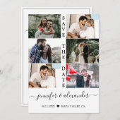 モダンシンプル6フォトコラージュタイポグラフィ結婚ズ セーブザデート (正面/裏面)