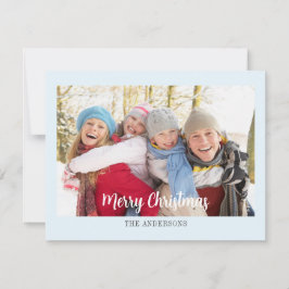 モダンシンプル アイスブルーのクリスマス 写真フラットカード シーズンカード