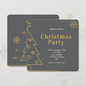 モダンシンプル グレーとゴールドのクリスマスパーティースクエア 招待状 (正面/裏面)