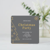 モダンシンプル グレーとゴールドのクリスマスパーティースクエア 招待状 (スタンド正面)