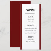 モダンシンプル·マルーンとホ結婚ワイトのメニューカード メニュー (正面/裏面)