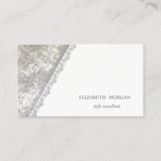 モダンシンプル、ミニマル、ホワイト、レース 名刺 (正面)