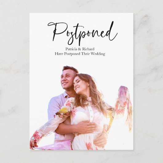 モダンシンプル 結婚式延期のお知らせ ポストカード (正面)