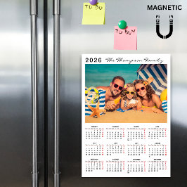 モダンシンプル 2026年カレンダー 1枚フォトマグネット