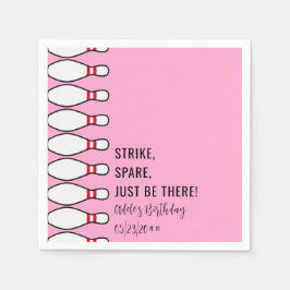モダンシンプルAny Age Pinkボーリング誕生日パーティー スタンダードカクテルナプキン