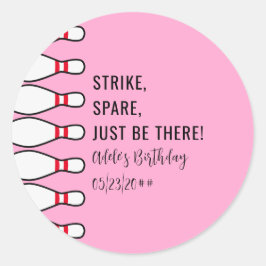 モダンシンプルAny Age Pinkボーリング誕生日パーティー ラウンドシール