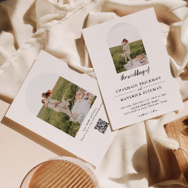 モダンシンプルArch写真QRコード結婚 招待状