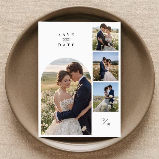 モダンシンプルArch 4 Photo Collage結婚's セーブザデート