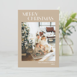 モダンシンプルBeige Merry Christmas Photo シーズンカード