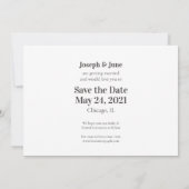 モダンシンプルBlackタイポグラフィSave the Date Photo 招待状 (裏面)