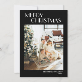 モダンシンプルBlack Merry Christmas Photo シーズンカード