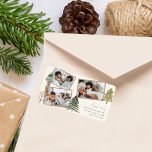 モダンシンプルBoho Multiphoto Christmas Pine ラベル<br><div class="desc">手のモダン水色の松の木で飾られた珍しいコラージュで家族の3つの美しい写真を含むボホエレガントーのクリスマスのあいさつ絵を描け差出人住所ラベル。(配置写真はKetut Subiyantoが撮影したPexelsからの写真で、サンプルのみ。自分で置き換えてほしい)</div>