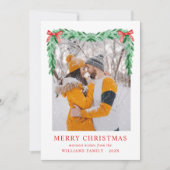 モダンシンプルBow Merry Christmas写真 シーズンカード (正面)