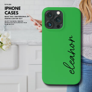 モダンシンプルBright Green Script Name Monogram iPhone 13 Proケース