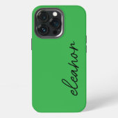モダンシンプルBright Green Script Name Monogram iPhoneケース (裏面)