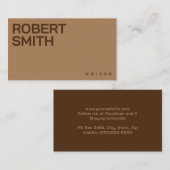 モダンシンプルBrownおよびTan名刺 名刺 (正面/裏面)