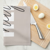 モダンシンプルBrown HelloとYouの名前 キッチンタオル (四つ折り)