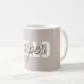 モダンシンプルBrown HelloとYouの名前 コーヒーマグカップ (正面右)