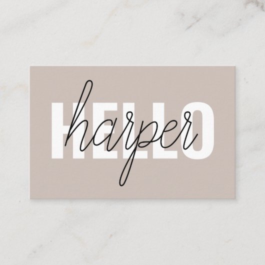 モダンシンプルBrown HelloとYouの名前 名刺 (正面)