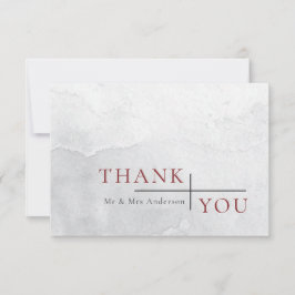 モダンシンプルBurgundy Gray Water結婚 color サンキューカード