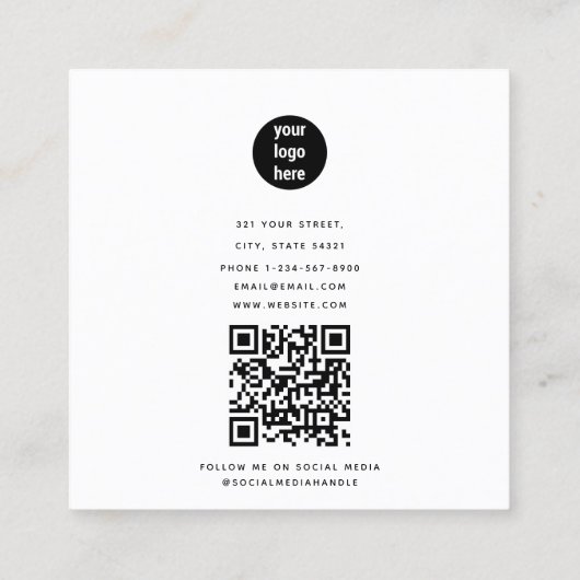 モダンシンプルBusiness Logo Photographer スクエア名刺 (裏面)