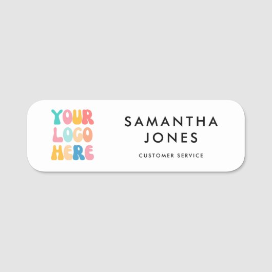 モダンシンプルBusiness Your Logo Here Employee 名札 (正面)