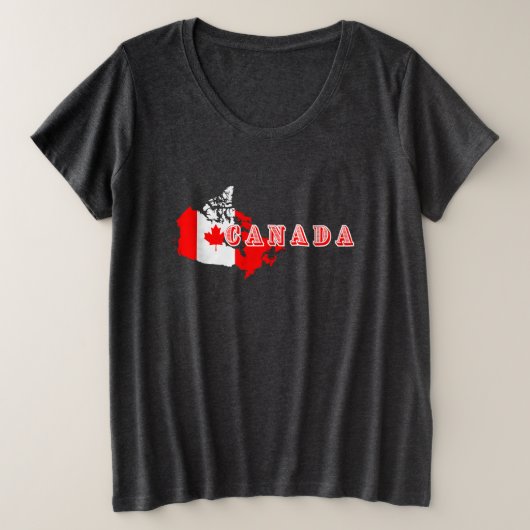 モダンシンプルCanadian Script map Flag プラスサイズTシャツ (デザイン正面)