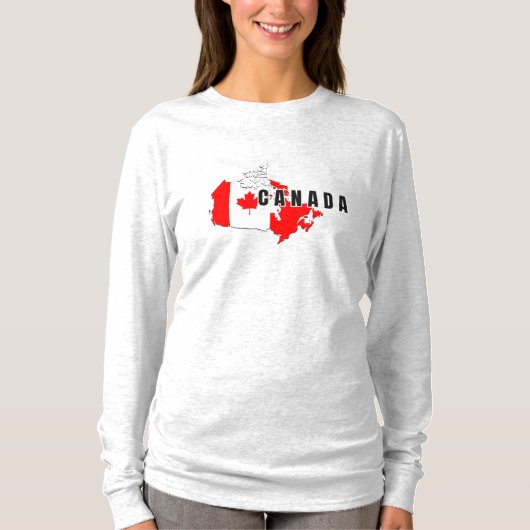 モダンシンプルCanadian Script map Flag Tシャツ (正面)