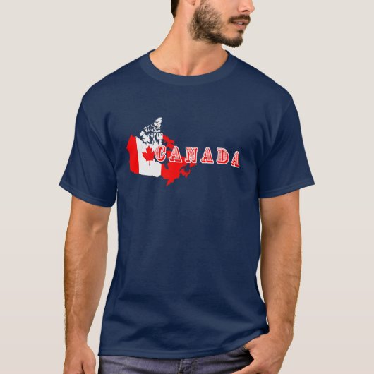 モダンシンプルCanadian Script map Flag Tシャツ (正面)