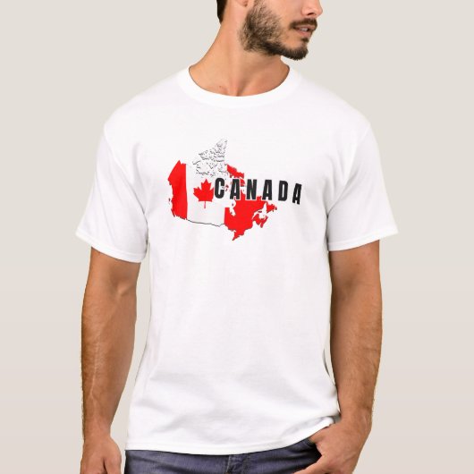 モダンシンプルCanadian Script map Flag Tシャツ (正面)