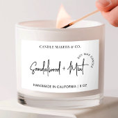 モダンシンプルCandle Packaging Script Logo 長方形シール