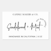 モダンシンプルCandle Packaging Script Logo 長方形シール (正面)