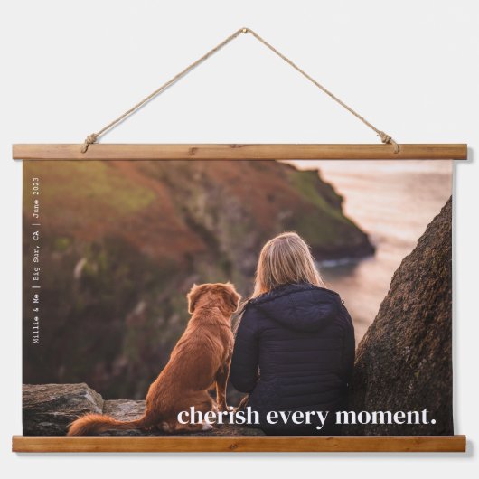モダンシンプルCherish Memoryカスタム One Photo 吊り下げ型タペストリー (正面)