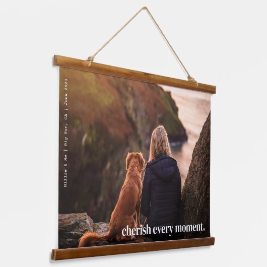 モダンシンプルCherish Memoryカスタム One Photo 吊り下げ型タペストリー (傾斜あり)