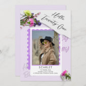 モダンシンプルChic Purple 21st birthday 招待状 (正面/裏面)