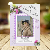 モダンシンプルChic Purple 25th誕生日 招待状