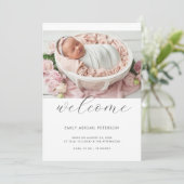 モダンシンプルChic Welcome Baby Girl Boy Photo 案内状 (スタンド正面)