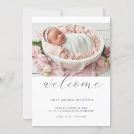 モダンシンプルChic Welcome Baby Girl Boy Photo 案内状