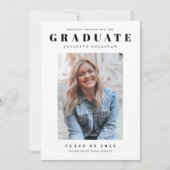モダンシンプルClean Photo Graduation 招待状 (正面)