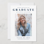 モダンシンプルClean Photo Graduation 招待状 (正面)