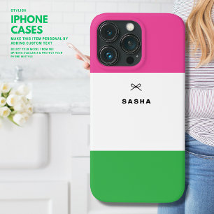 モダンシンプルColor Block Pink and Green with Bow iPhone 13 Proケース