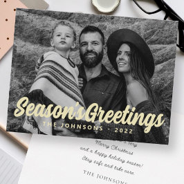 モダンシンプルCursive Script Greeting Family Photo シーズンカード