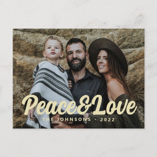 モダンシンプルCursive Script Greeting Family Photo シーズンポストカード (正面)