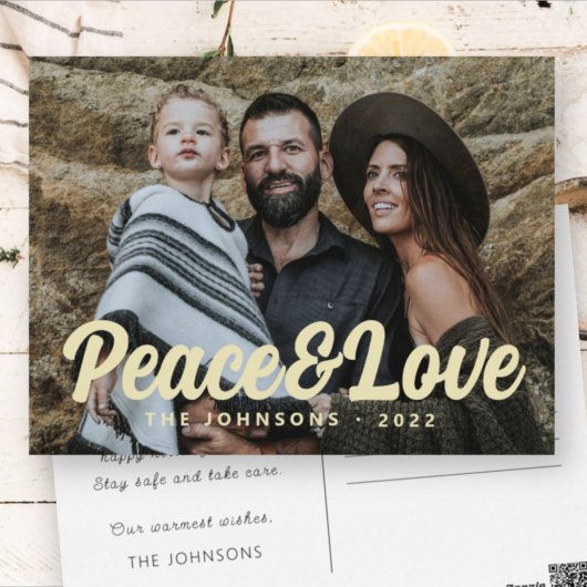 モダンシンプルCursive Script Greeting Family Photo シーズンポストカード